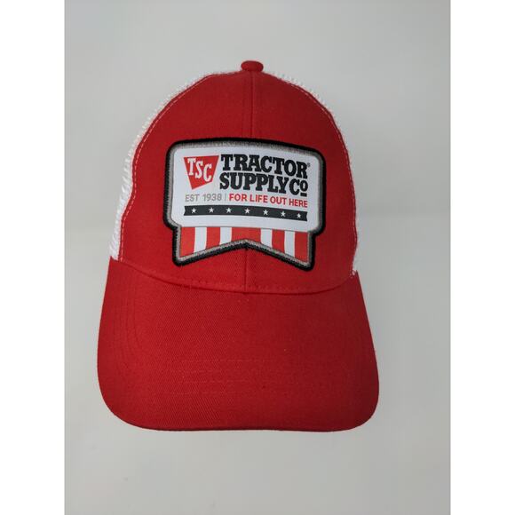 Tractor Supply Company Meshback Snapback Hat Embroidered Logo Red White - Picture 3 of 11